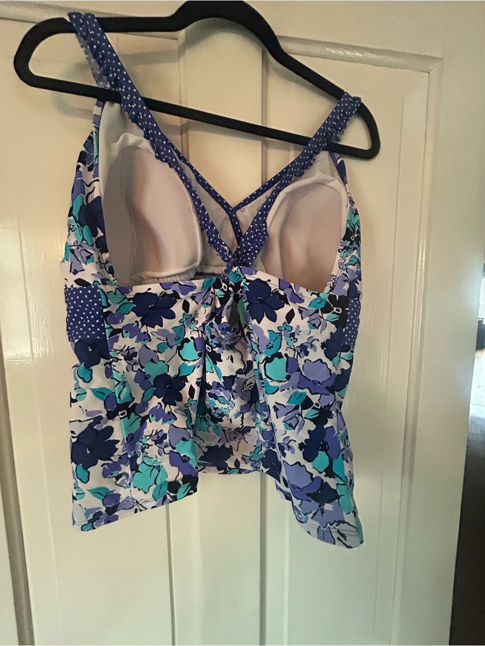 Catalina Blue and Teal Floral V-Neck Tankini Top - Picture 3 of 4